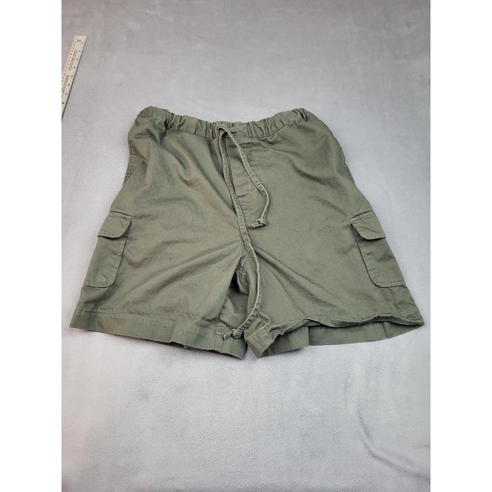 Vintage Bugle Boy Cargo Shorts Mens Medium‎ Green Drawstring Elastic Waist Baggy